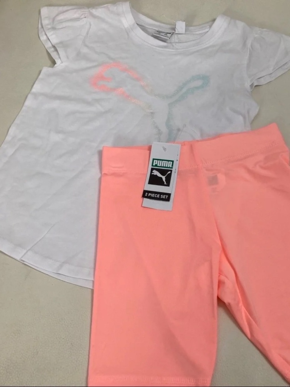 Puma sparkly cute peach color leggings set 4047 - Picture 1 of 6